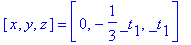 vector([x, y, z]) = vector([0, -1/3*_t[1], _t[1]])